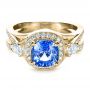 14k Yellow Gold 14k Yellow Gold Custom Blue Sapphire Engagement Ring - Flat View -  1432 - Thumbnail