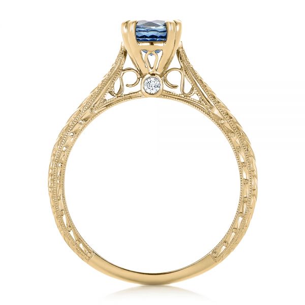 14k Yellow Gold 14k Yellow Gold Custom Blue Sapphire Engagement Ring - Front View -  102304