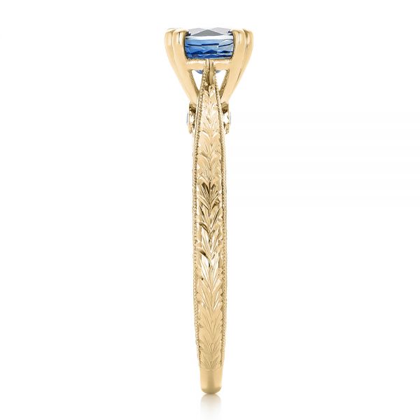 18k Yellow Gold 18k Yellow Gold Custom Blue Sapphire Engagement Ring - Side View - 102304