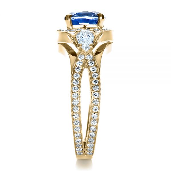 18k Yellow Gold 18k Yellow Gold Custom Blue Sapphire Engagement Ring - Side View -  1432