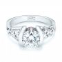 18k White Gold Custom Blue Sapphire Ruby And Diamond Engagement Ring - Flat View -  103040 - Thumbnail