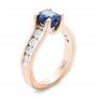 18k Rose Gold 18k Rose Gold Custom Blue Sapphire And Channel Set Diamonds Engagement Ring - Three-Quarter View -  102102 - Thumbnail