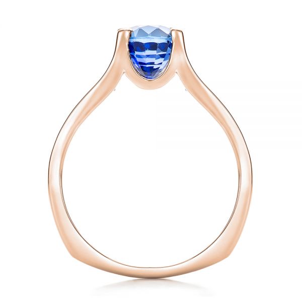 18k Rose Gold 18k Rose Gold Custom Blue Sapphire And Channel Set Diamonds Engagement Ring - Front View - 102102