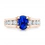 14k Rose Gold 14k Rose Gold Custom Blue Sapphire And Channel Set Diamonds Engagement Ring - Top View -  102102 - Thumbnail