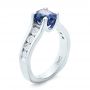 14k White Gold 14k White Gold Custom Blue Sapphire And Channel Set Diamonds Engagement Ring - Three-Quarter View -  102102 - Thumbnail