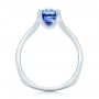 18k White Gold 18k White Gold Custom Blue Sapphire And Channel Set Diamonds Engagement Ring - Front View -  102102 - Thumbnail