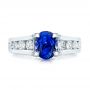  Platinum Custom Blue Sapphire And Channel Set Diamonds Engagement Ring - Top View -  102102 - Thumbnail