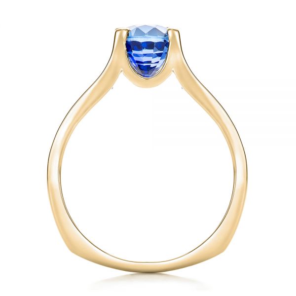 14k Yellow Gold 14k Yellow Gold Custom Blue Sapphire And Channel Set Diamonds Engagement Ring - Front View -  102102