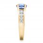 18k Yellow Gold 18k Yellow Gold Custom Blue Sapphire And Channel Set Diamonds Engagement Ring - Side View -  102102 - Thumbnail