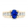 14k Yellow Gold 14k Yellow Gold Custom Blue Sapphire And Channel Set Diamonds Engagement Ring - Top View -  102102 - Thumbnail