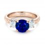 18k Rose Gold 18k Rose Gold Custom Blue Sapphire And Diamond Anniversary Ring - Flat View -  100603 - Thumbnail