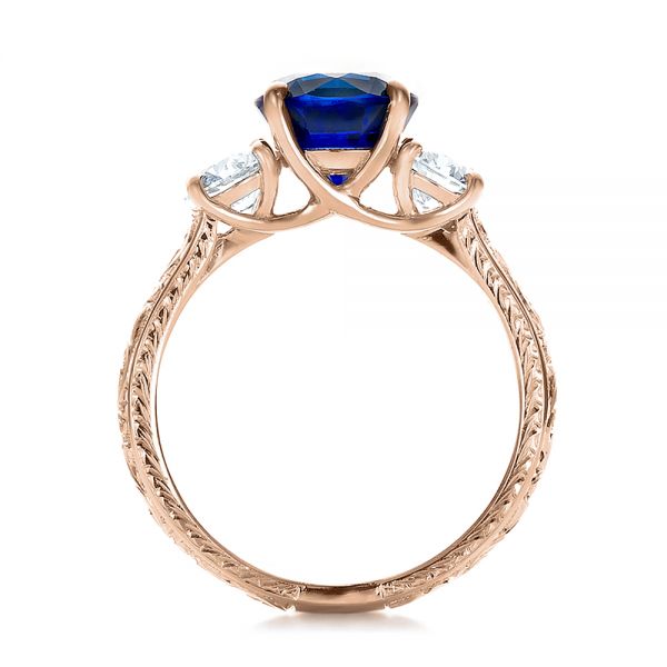 14k Rose Gold 14k Rose Gold Custom Blue Sapphire And Diamond Anniversary Ring - Front View -  100603