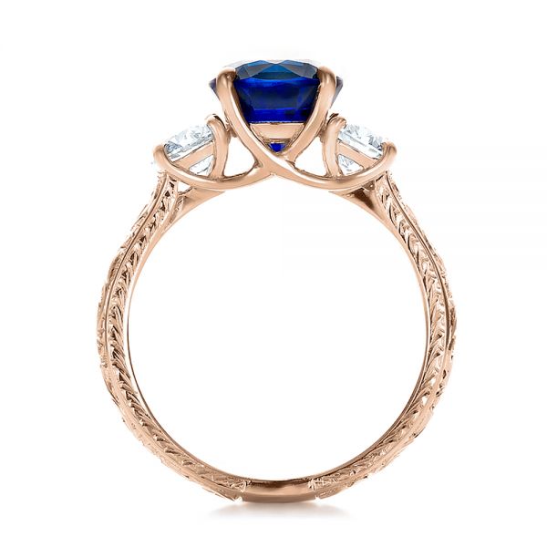 18k Rose Gold 18k Rose Gold Custom Blue Sapphire And Diamond Anniversary Ring - Front View - 100603