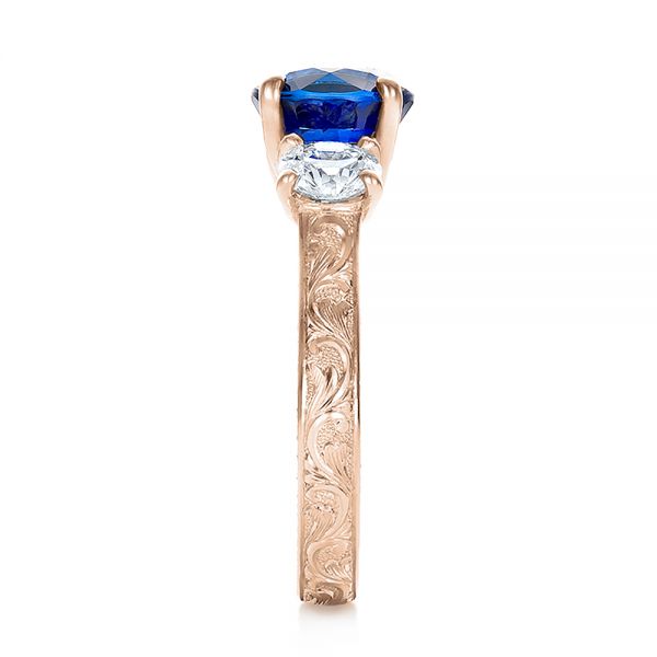 14k Rose Gold 14k Rose Gold Custom Blue Sapphire And Diamond Anniversary Ring - Side View -  100603