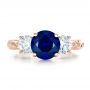 18k Rose Gold 18k Rose Gold Custom Blue Sapphire And Diamond Anniversary Ring - Top View -  100603 - Thumbnail