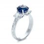  Platinum Custom Blue Sapphire And Diamond Anniversary Ring - Three-Quarter View -  100603 - Thumbnail