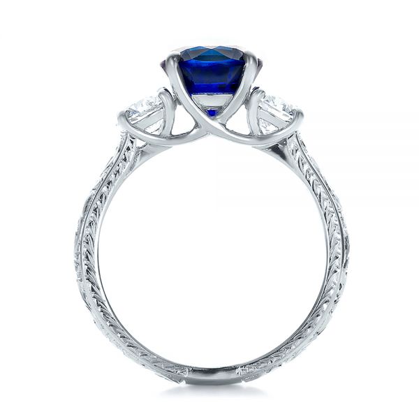 14k White Gold 14k White Gold Custom Blue Sapphire And Diamond Anniversary Ring - Front View -  100603