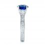  Platinum Custom Blue Sapphire And Diamond Anniversary Ring - Side View -  100603 - Thumbnail