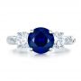 14k White Gold 14k White Gold Custom Blue Sapphire And Diamond Anniversary Ring - Top View -  100603 - Thumbnail