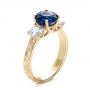 18k Yellow Gold 18k Yellow Gold Custom Blue Sapphire And Diamond Anniversary Ring - Three-Quarter View -  100603 - Thumbnail