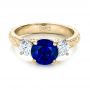18k Yellow Gold 18k Yellow Gold Custom Blue Sapphire And Diamond Anniversary Ring - Flat View -  100603 - Thumbnail