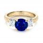 18k Yellow Gold 18k Yellow Gold Custom Blue Sapphire And Diamond Anniversary Ring - Flat View -  100603 - Thumbnail