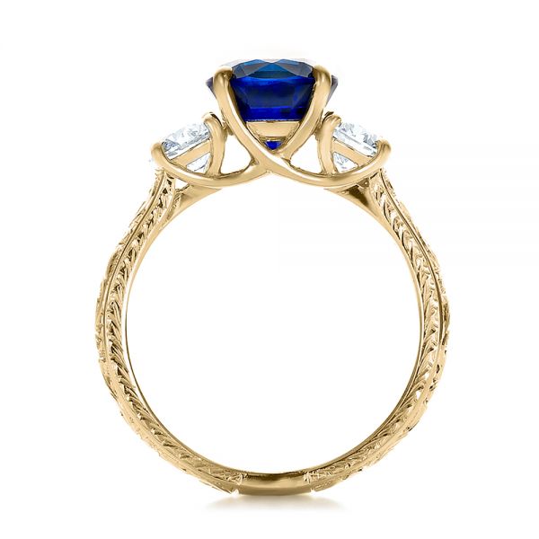 18k Yellow Gold 18k Yellow Gold Custom Blue Sapphire And Diamond Anniversary Ring - Front View -  100603