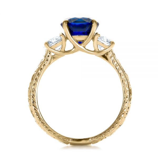 14k Yellow Gold 14k Yellow Gold Custom Blue Sapphire And Diamond Anniversary Ring - Front View - 100603