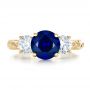 14k Yellow Gold 14k Yellow Gold Custom Blue Sapphire And Diamond Anniversary Ring - Top View -  100603 - Thumbnail