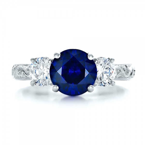 Custom Blue Sapphire and Diamond Anniversary Ring #100603 - Seattle ...