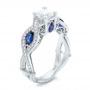  Platinum Platinum Custom Blue Sapphire And Diamond Engagement Ring - Three-Quarter View -  102221 - Thumbnail