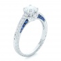 Custom Blue Sapphire And Diamond Engagement Ring - Three-Quarter View -  102403 - Thumbnail