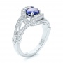 14k White Gold 14k White Gold Custom Blue Sapphire And Diamond Engagement Ring - Three-Quarter View -  103611 - Thumbnail