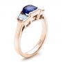14k Rose Gold 14k Rose Gold Custom Blue Sapphire And Diamond Engagement Ring - Three-Quarter View -  100034 - Thumbnail