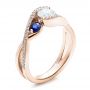 18k Rose Gold 18k Rose Gold Custom Blue Sapphire And Diamond Engagement Ring - Three-Quarter View -  100056 - Thumbnail
