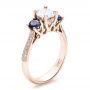 18k Rose Gold 18k Rose Gold Custom Blue Sapphire And Diamond Engagement Ring - Three-Quarter View -  100116 - Thumbnail