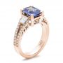 14k Rose Gold 14k Rose Gold Custom Blue Sapphire And Diamond Engagement Ring - Three-Quarter View -  100703 - Thumbnail