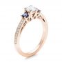 18k Rose Gold 18k Rose Gold Custom Blue Sapphire And Diamond Engagement Ring - Three-Quarter View -  100876 - Thumbnail
