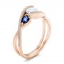 18k Rose Gold 18k Rose Gold Custom Blue Sapphire And Diamond Engagement Ring - Three-Quarter View -  102251 - Thumbnail