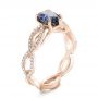 18k Rose Gold 18k Rose Gold Custom Blue Sapphire And Diamond Engagement Ring - Three-Quarter View -  102309 - Thumbnail