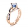 18k Rose Gold 18k Rose Gold Custom Blue Sapphire And Diamond Engagement Ring - Three-Quarter View -  102312 - Thumbnail