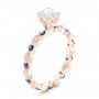 18k Rose Gold 18k Rose Gold Custom Blue Sapphire And Diamond Engagement Ring - Three-Quarter View -  102520 - Thumbnail