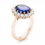 18k Rose Gold 18k Rose Gold Custom Blue Sapphire And Diamond Engagement Ring - Three-Quarter View -  103055 - Thumbnail