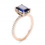 18k Rose Gold 18k Rose Gold Custom Blue Sapphire And Diamond Engagement Ring - Three-Quarter View -  103509 - Thumbnail