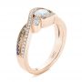 18k Rose Gold 18k Rose Gold Custom Blue Sapphire And Diamond Engagement Ring - Three-Quarter View -  104025 - Thumbnail