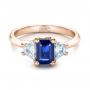 18k Rose Gold 18k Rose Gold Custom Blue Sapphire And Diamond Engagement Ring - Flat View -  100855 - Thumbnail