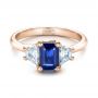 14k Rose Gold 14k Rose Gold Custom Blue Sapphire And Diamond Engagement Ring - Flat View -  100855 - Thumbnail