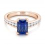 14k Rose Gold 14k Rose Gold Custom Blue Sapphire And Diamond Engagement Ring - Flat View -  100923 - Thumbnail