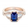 14k Rose Gold 14k Rose Gold Custom Blue Sapphire And Diamond Engagement Ring - Flat View -  101164 - Thumbnail