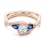 18k Rose Gold 18k Rose Gold Custom Blue Sapphire And Diamond Engagement Ring - Flat View -  102251 - Thumbnail